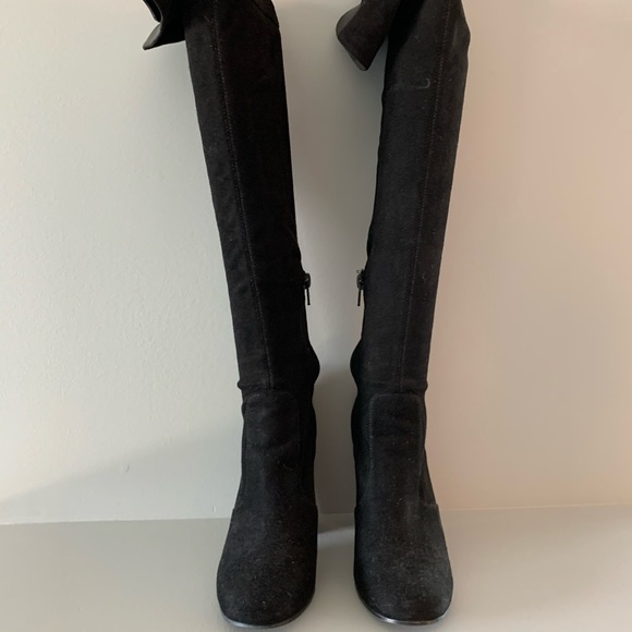Black over the knee boots. Suede look. Size 6 - Picture 2 of 7